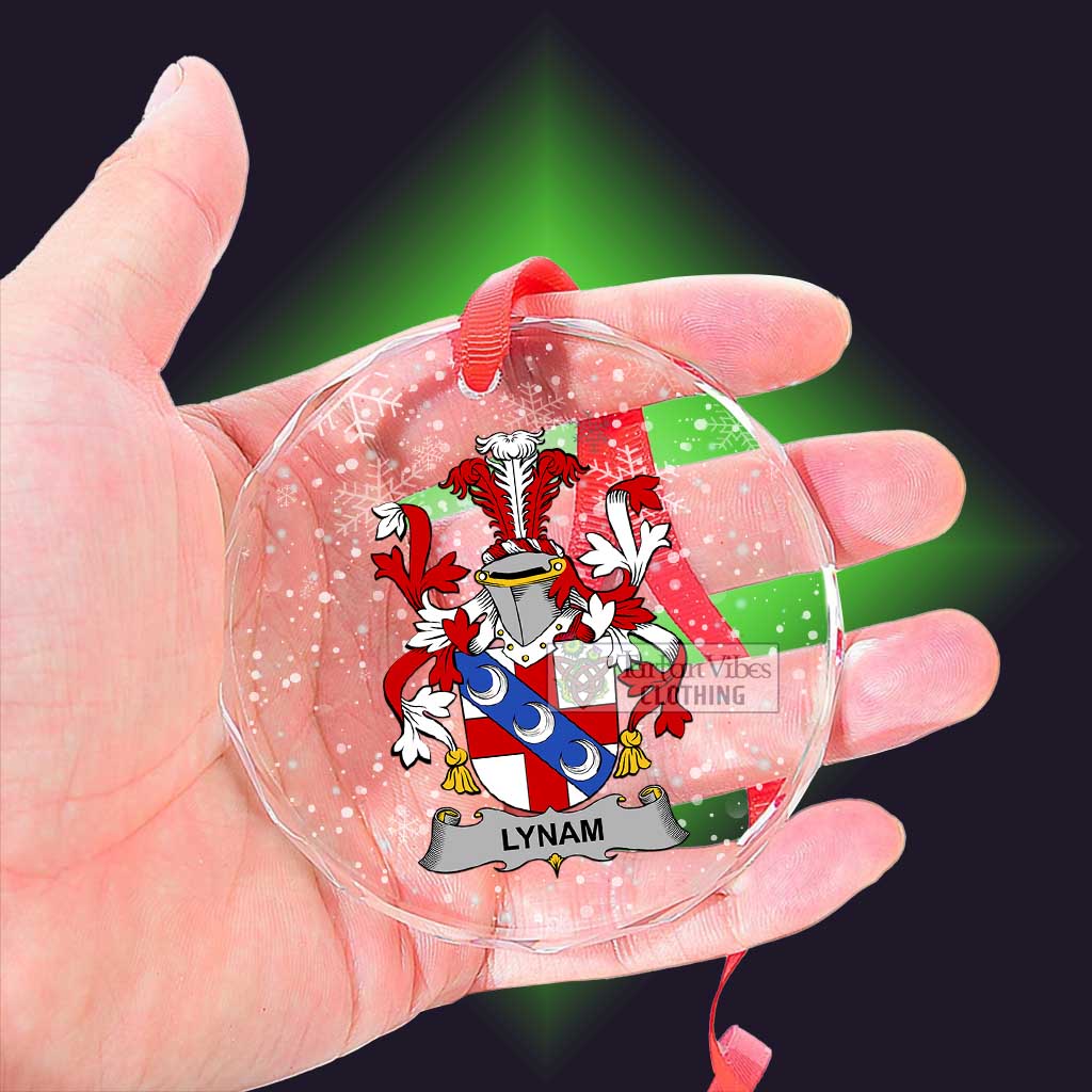 Lynam Irish Clan Christmas Glass Ornament with Coat of Arms - 2D-tartanvibesclothing