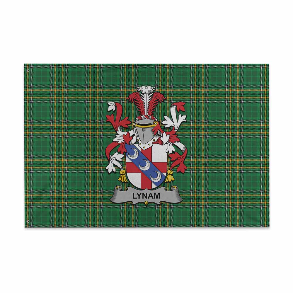 Tartan Vibes Clothing Lynam Irish Clan Tartan House Flag with Coat of Arms