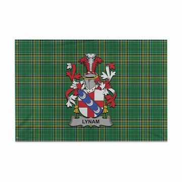 Lynam Irish Clan Tartan House Flag with Coat of Arms