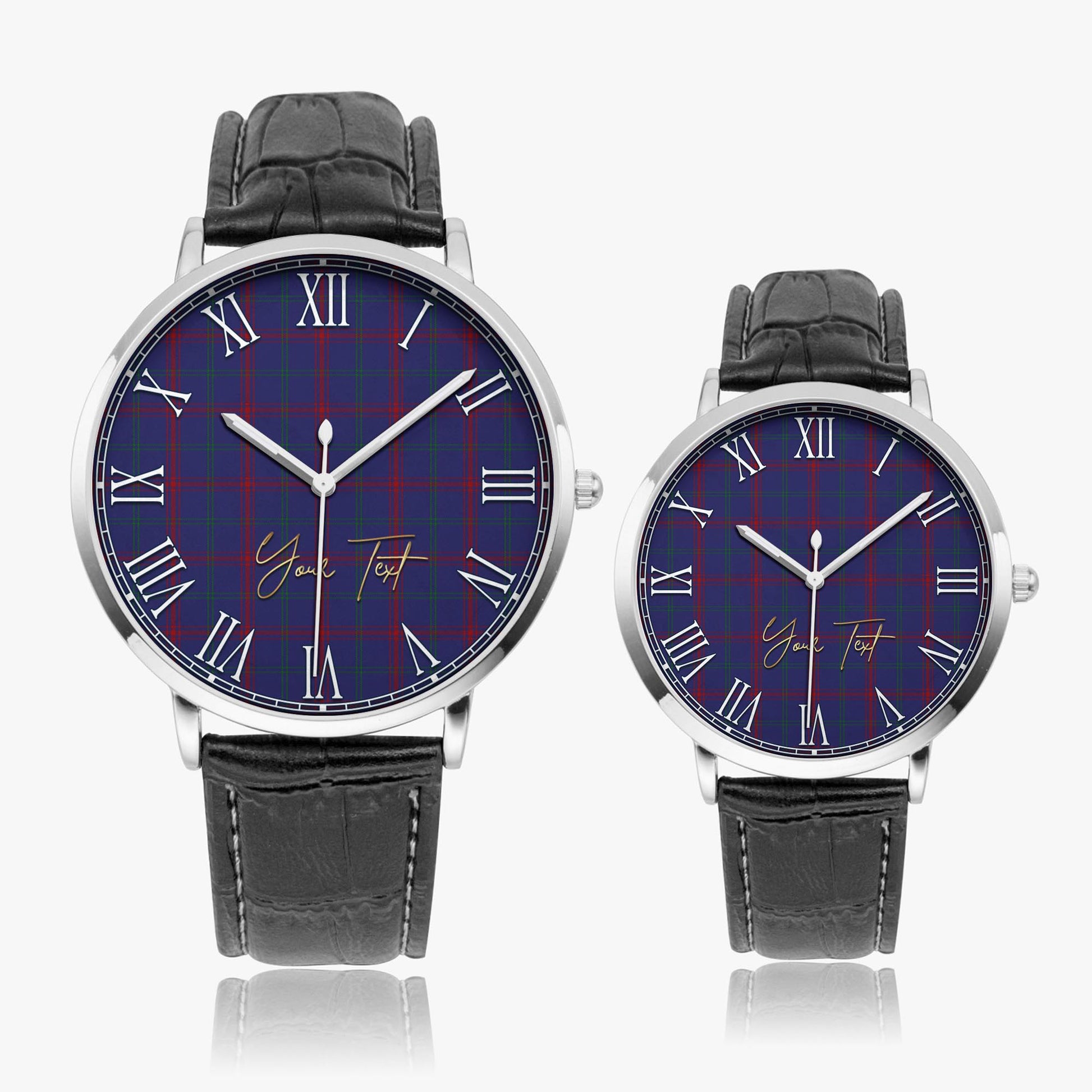 Lynch Tartan Personalized Your Text Leather Trap Quartz Watch - Tartan Vibes Clothing