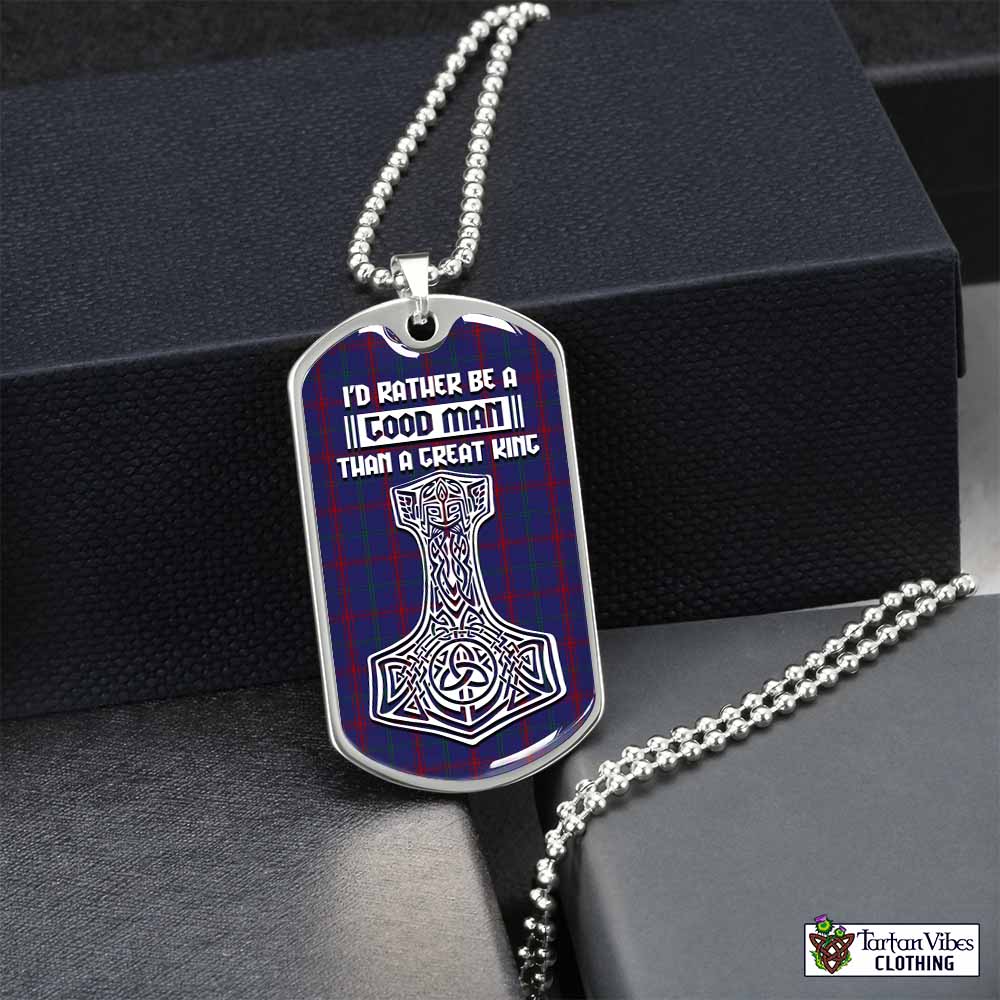 Lynch Tartan Dog Tag Necklace Viking Mjolnir Style Silver No - Tartan Vibes Clothing