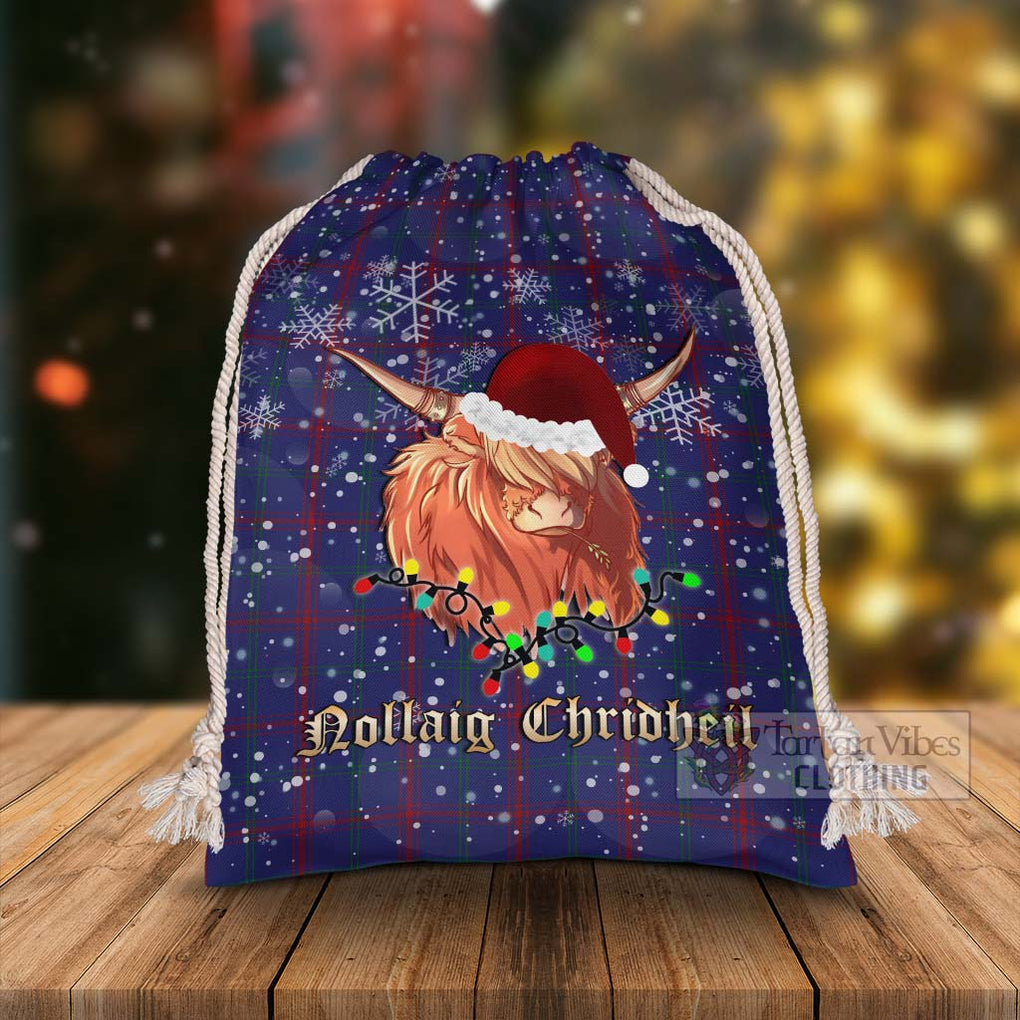 Lynch Tartan Christmas Santa's Bag with Twinkle Highland Cattle - Tartan Vibes Clothing