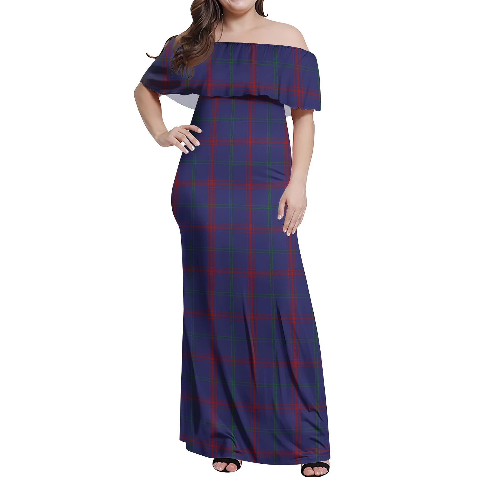 Lynch Tartan Off Shoulder Long Dress Women's Dress - Tartan Vibes Clothing