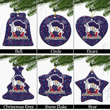 Lynch Tartan Christmas Ornaments with Scottish Gnome Playing Bagpipes