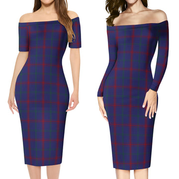 Lynch Tartan Off Shoulder Lady Dress Women's Dress - Tartan Vibes Clothing