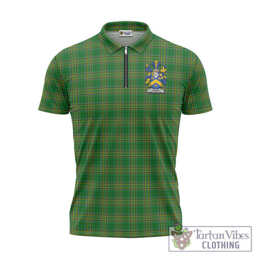 Lynch Irish Clan Tartan Zipper Polo Shirt with Coat of Arms
