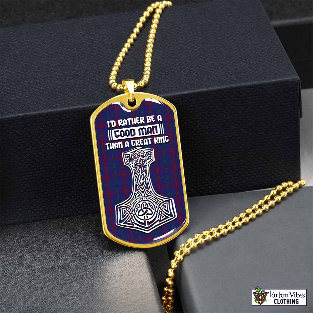 Lynch Tartan Dog Tag Necklace Viking Mjolnir Style Gold No - Tartan Vibes Clothing