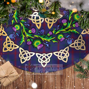 Tartan Vibes Clothing Lynch Tartan Christmas Tree Skirt with Thistle Celtic Knot Style