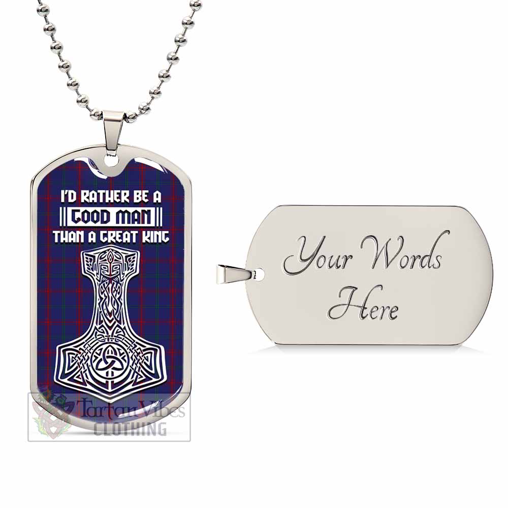 Lynch Tartan Dog Tag Necklace Viking Mjolnir Style Silver Yes - Tartan Vibes Clothing