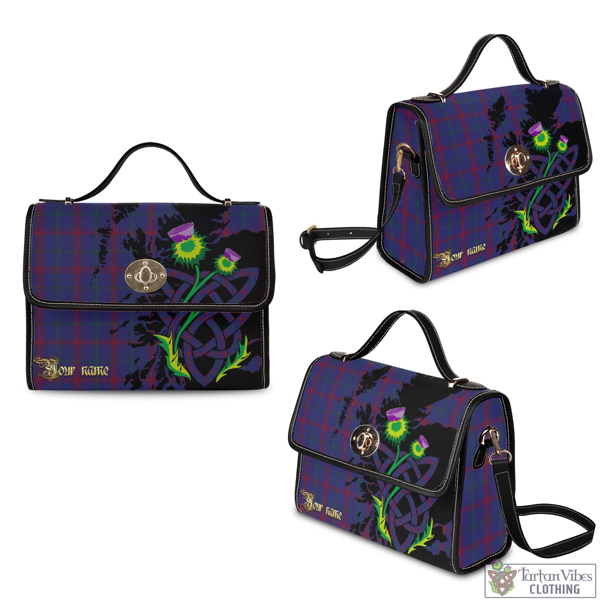 Tartan Vibes Clothing Lynch Tartan Waterproof Canvas Bag with Scotland Map and Thistle Celtic Accents