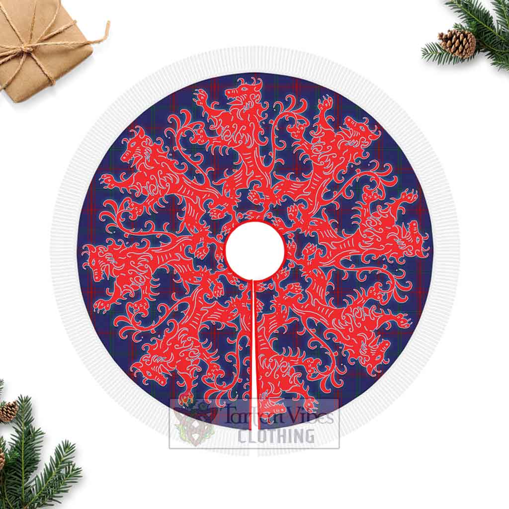 Lynch Tartan Christmas Tree Skirt Lion Rampant Style Fringed Tree Skirts - Tartan Vibes Clothing