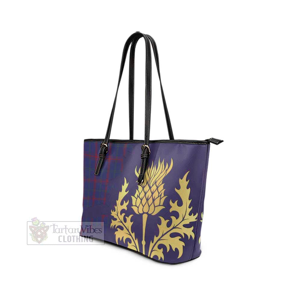 Lynch Tartan Leather Tote Bag Gold Thistle Style - Tartan Vibes Clothing
