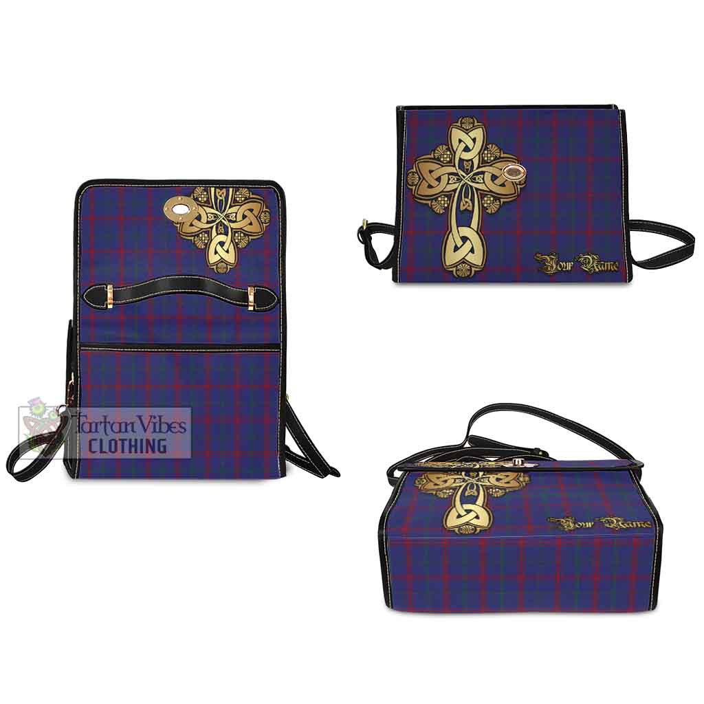 Tartan Vibes Clothing Lynch Tartan Waterproof Canvas Bag Golden Thistle Celtic Cross Style