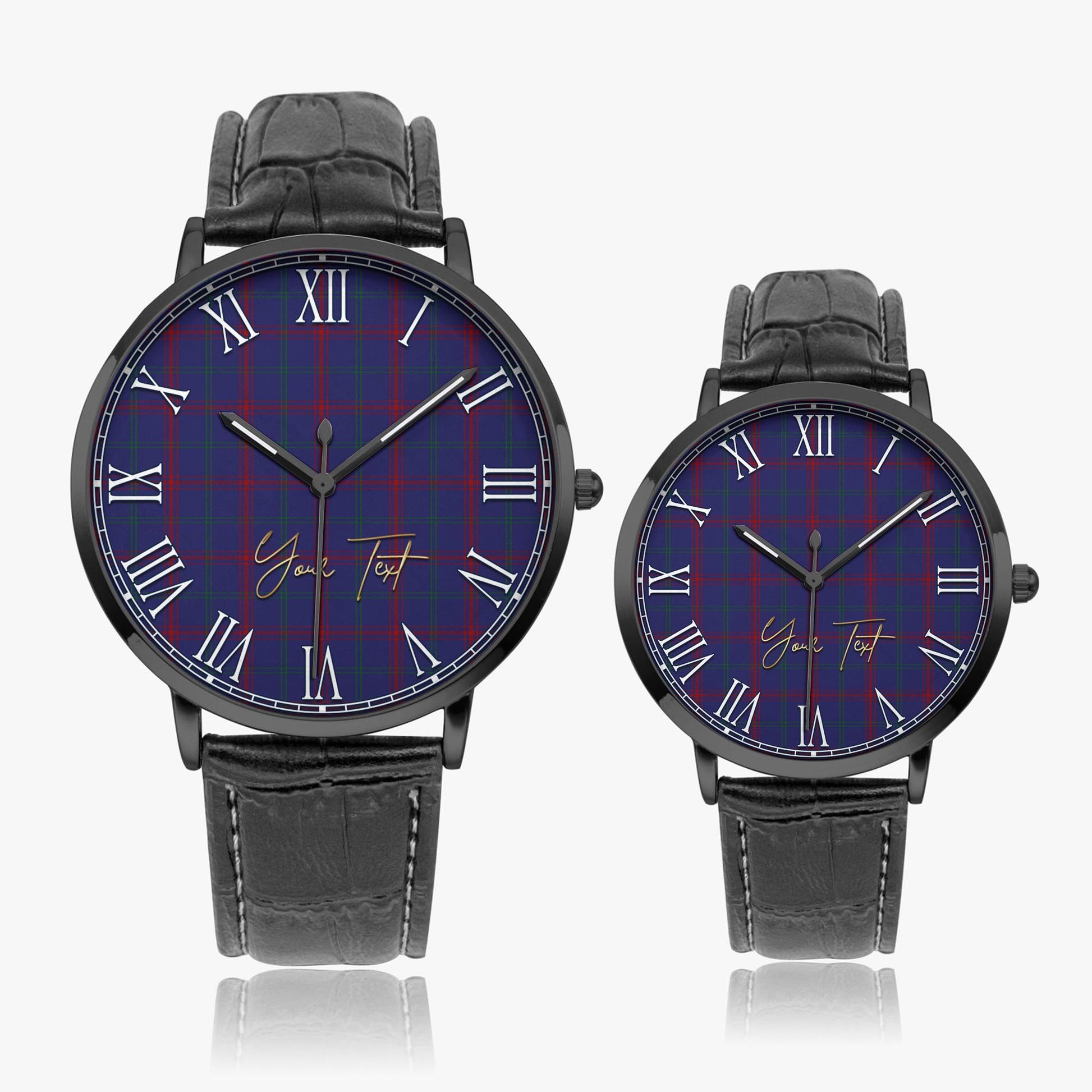 Lynch Tartan Personalized Your Text Leather Trap Quartz Watch - Tartan Vibes Clothing