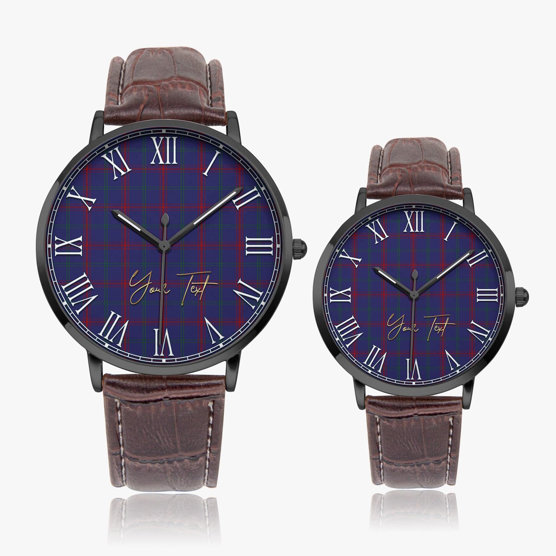 Lynch Tartan Personalized Your Text Leather Trap Quartz Watch - Tartan Vibes Clothing