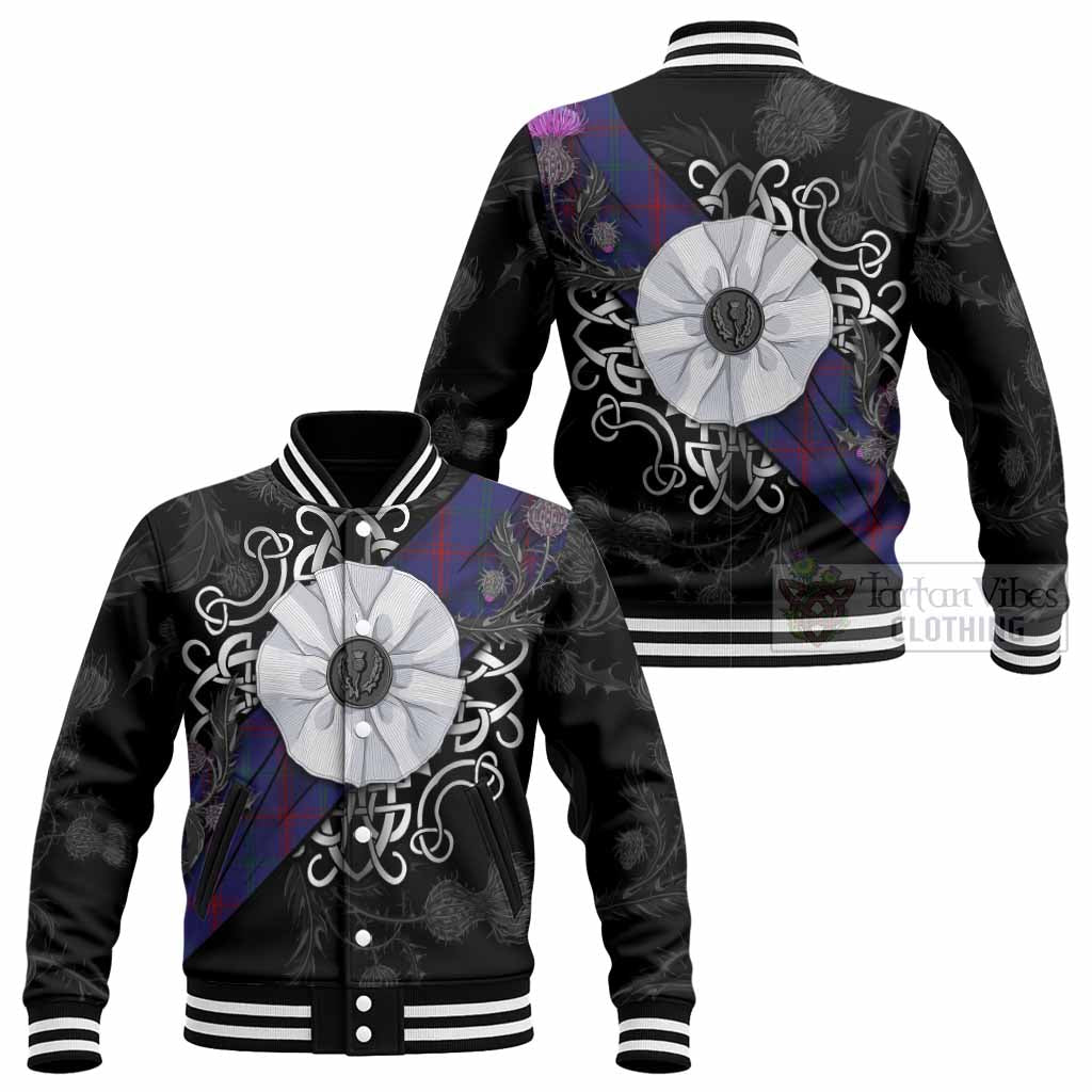 Lynch Tartan Baseball Jacket Jacobite White Rose - Tartan Vibes Clothing