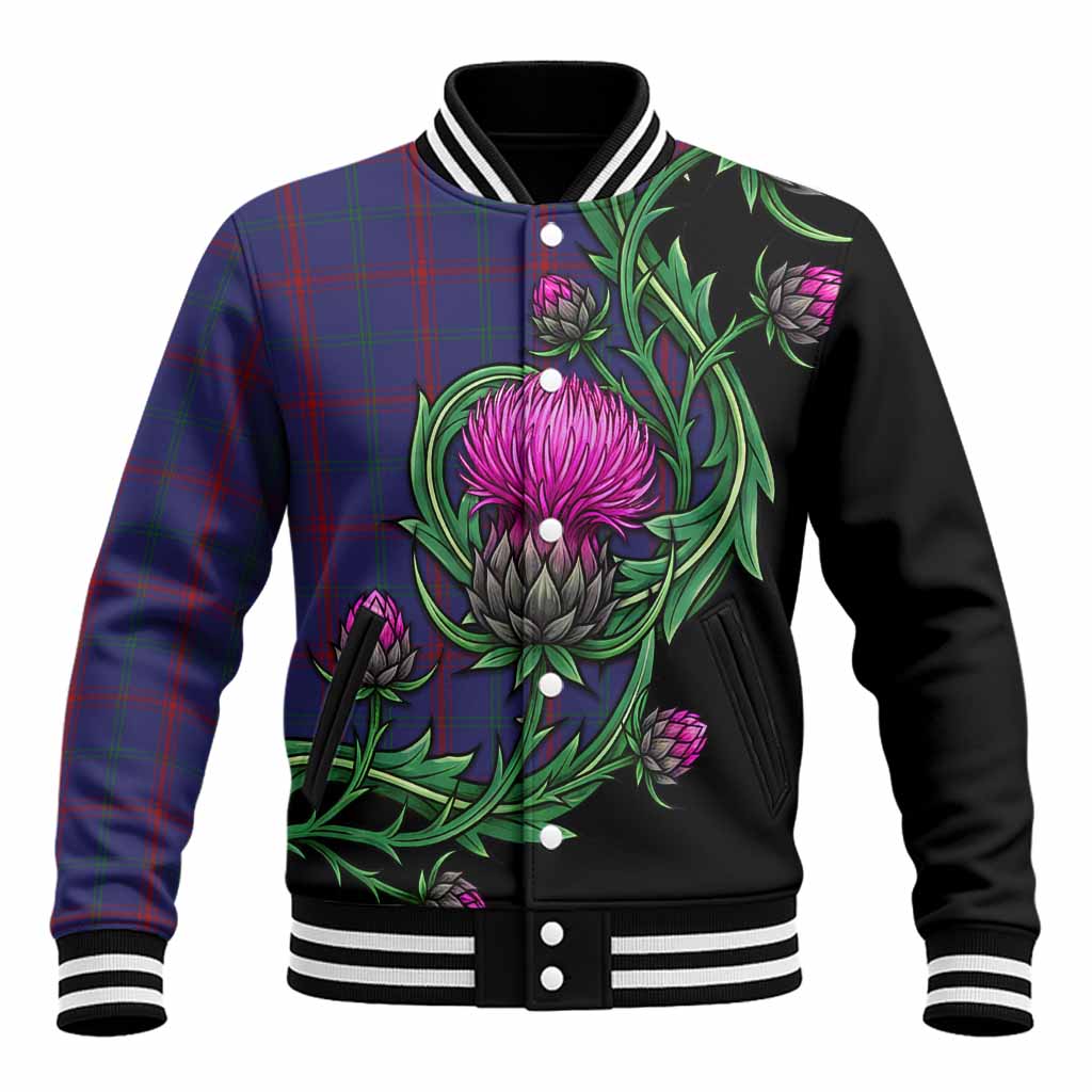 Lynch Tartan Baseball Jacket Resilient Scottish Thistle Unisex - Tartan Vibes Clothing