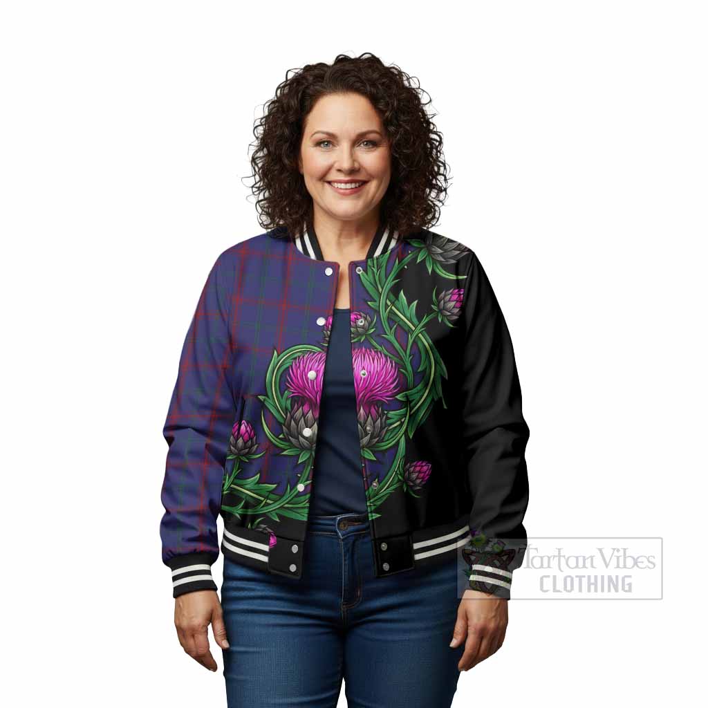 Lynch Tartan Baseball Jacket Resilient Scottish Thistle - Tartan Vibes Clothing