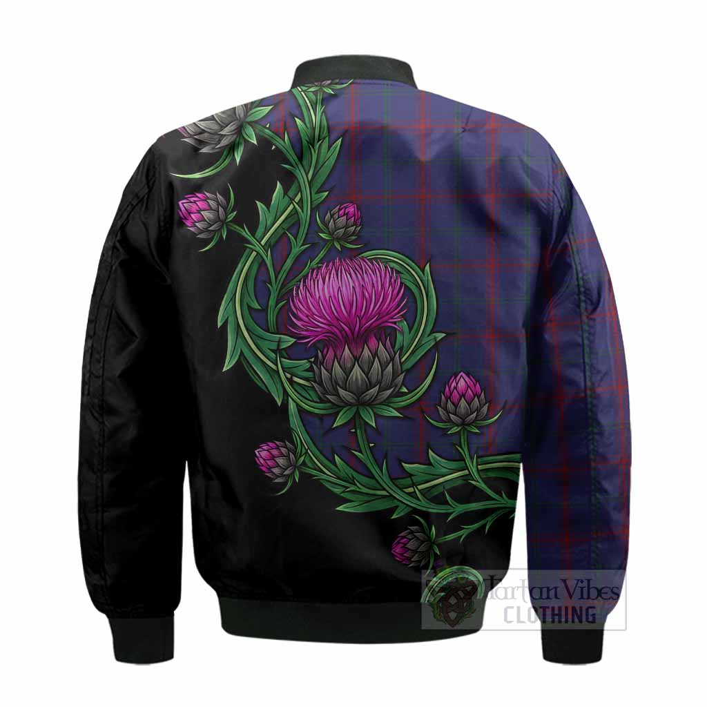 Lynch Tartan Bomber Jacket Resilient Scottish Thistle - Tartan Vibes Clothing