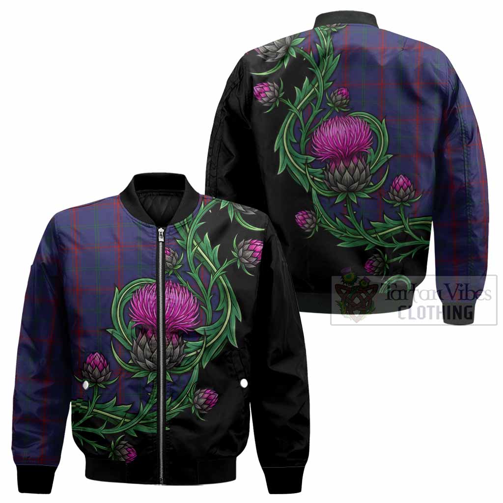Lynch Tartan Bomber Jacket Resilient Scottish Thistle - Tartan Vibes Clothing