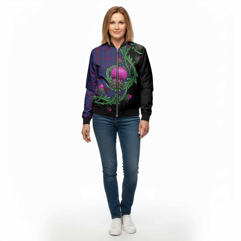 Lynch Tartan Bomber Jacket Resilient Scottish Thistle - Tartan Vibes Clothing