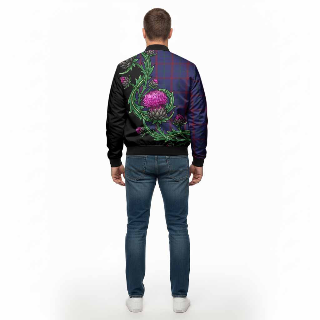 Lynch Tartan Bomber Jacket Resilient Scottish Thistle - Tartan Vibes Clothing