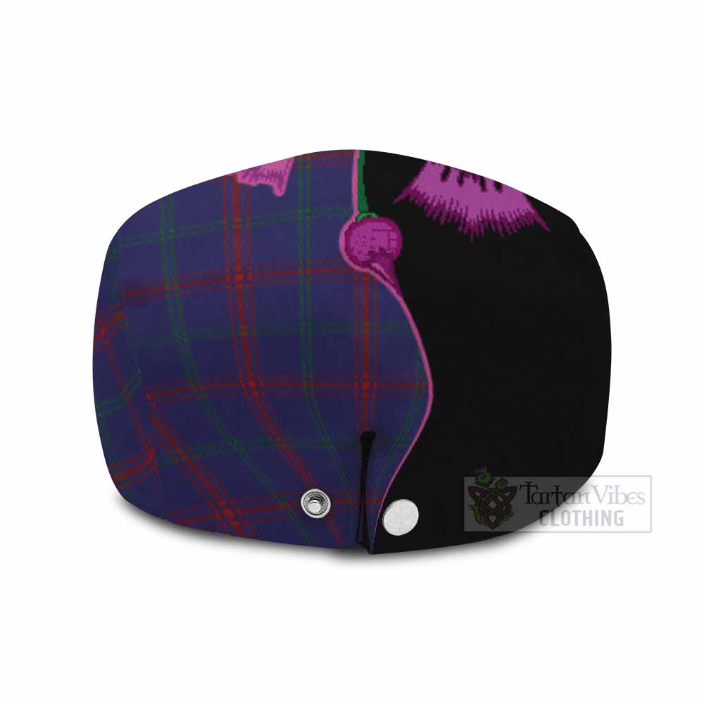 Lynch Tartan Flat Cap, Jeff Cap Traditional Scottish Thistle