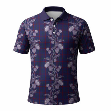Lynch Tartan Polo Shirt Seamless Scottish Thistle Flowers