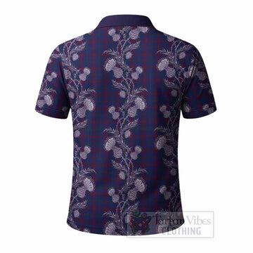 Lynch Tartan Polo Shirt Seamless Scottish Thistle Flowers