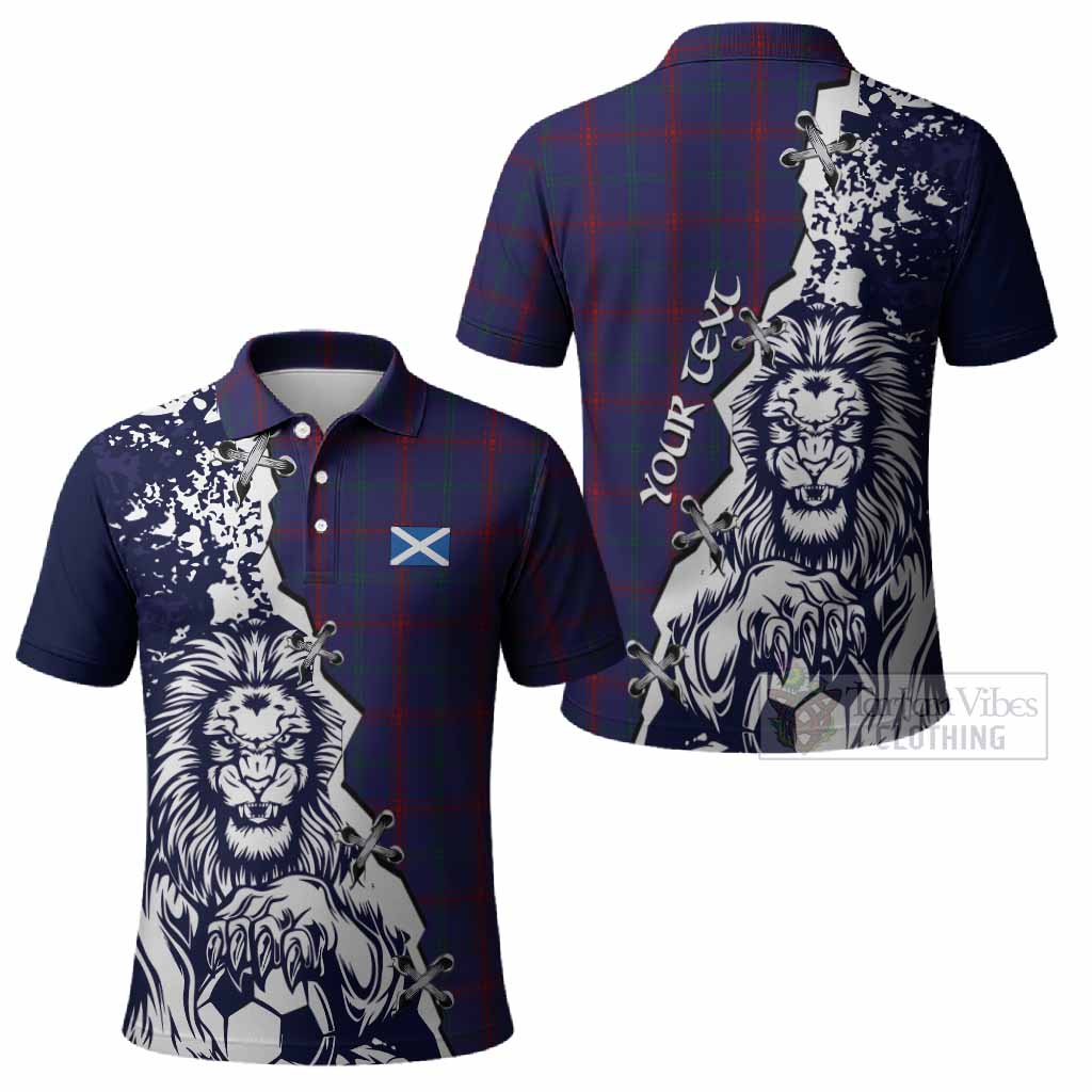 Lynch Tartan Scottish Polo Shirt Angry Lion With Soccer Ball Style
