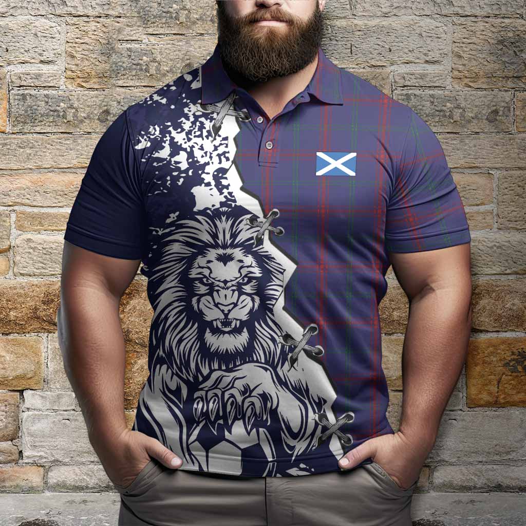 Lynch Tartan Scottish Polo Shirt Angry Lion With Soccer Ball Style