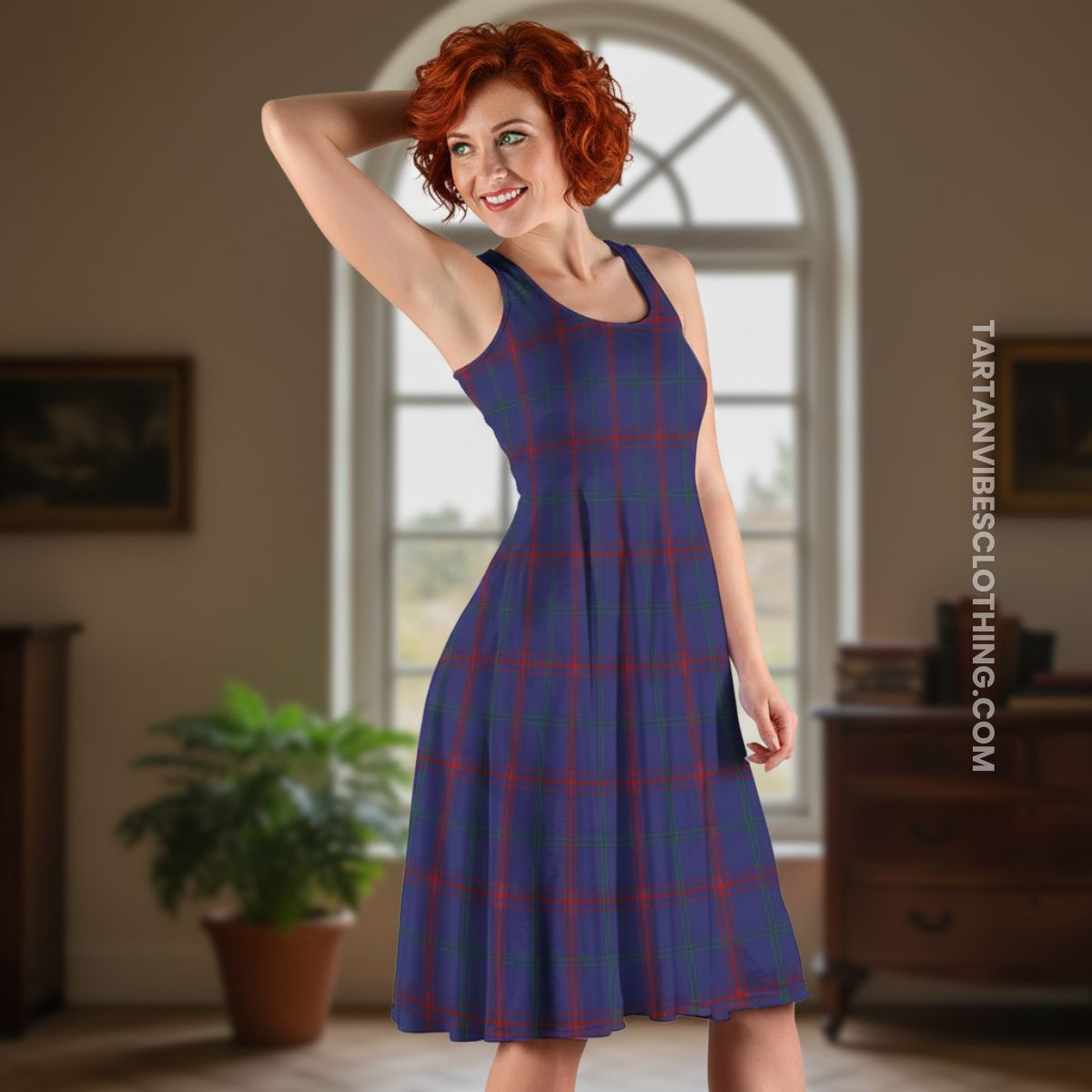 Lynch Tartan Sleeveless Midi Womens Dress