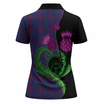 Lynch Tartan Women Polo Shirt Traditional Scottish Thistle