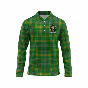 Lyndon Irish Clan Tartan Long Sleeve Polo Shirt with Coat of Arms