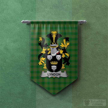 Lyndon Irish Clan Tartan Gonfalon, Tartan Banner with Coat of Arms
