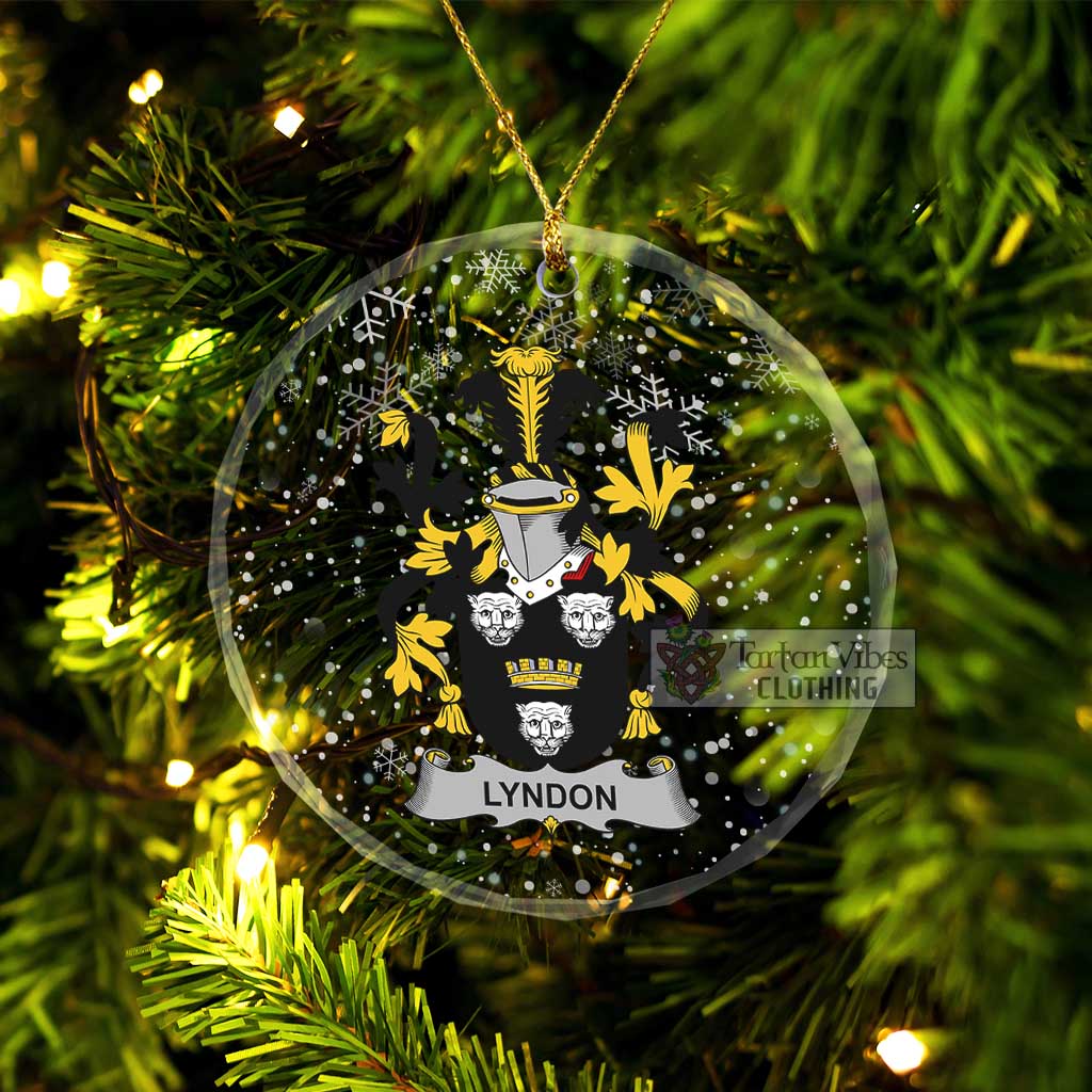 Lyndon Irish Clan Christmas Glass Ornament with Coat of Arms Transparent Glass Circle - 2D-tartanvibesclothing