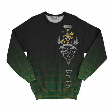 Tartan Vibes Clothing Lyndon Irish Clan Sweatshirt with Coat of Arms Erin Go Bragh Celtic Inspired