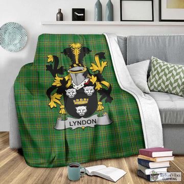 Tartan Vibes Clothing Lyndon Irish Clan Tartan Blanket with Coat of Arms