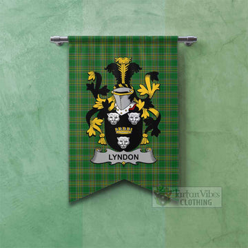 Lyndon Irish Clan Tartan Gonfalon, Tartan Banner with Coat of Arms