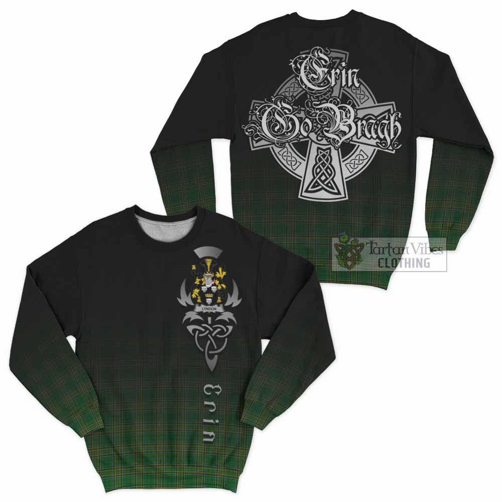 Tartan Vibes Clothing Lyndon Irish Clan Sweatshirt with Coat of Arms Erin Go Bragh Celtic Inspired