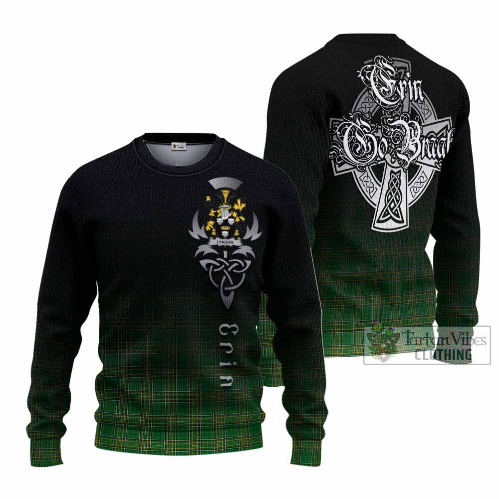 Tartan Vibes Clothing Lyndon Irish Clan Knitted Sweater with Coat of Arms Erin Go Bragh Celtic Inspired