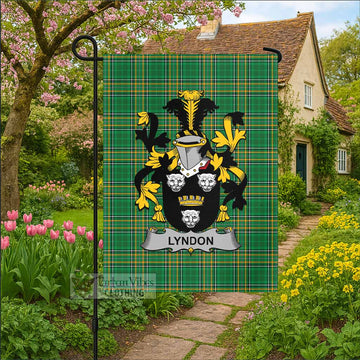 Lyndon Irish Clan Tartan Garden Flag with Coat of Arms