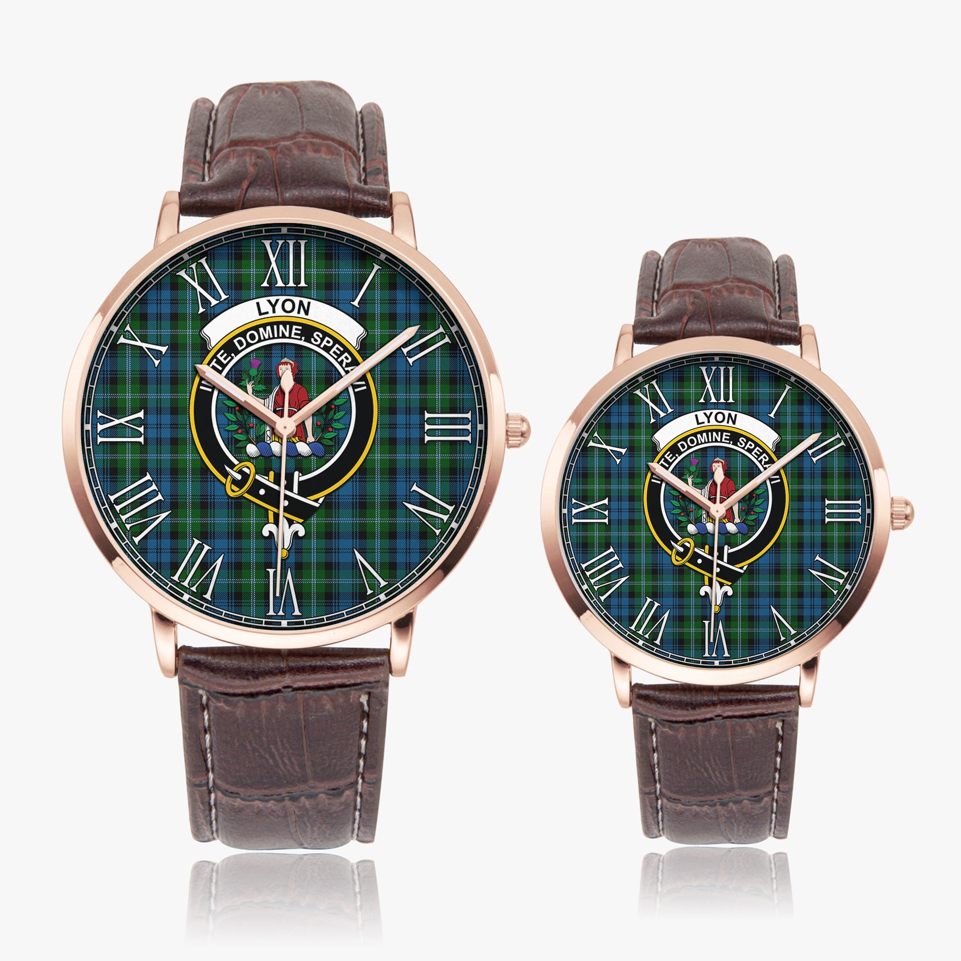 Lyon Tartan Family Crest Leather Strap Quartz Watch - Tartan Vibes Clothing