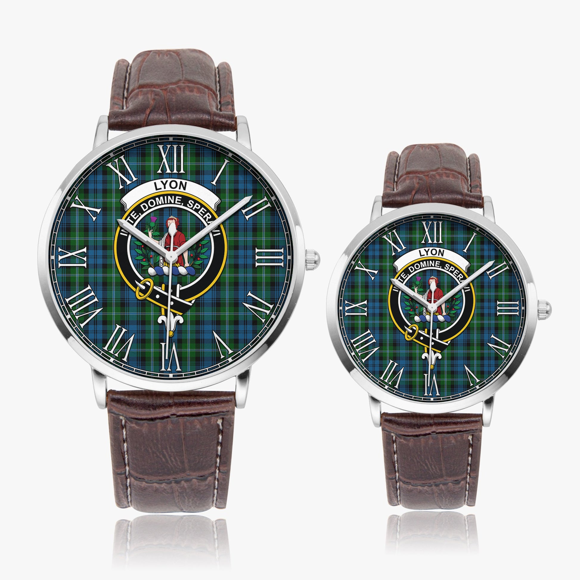 Lyon Tartan Family Crest Leather Strap Quartz Watch - Tartan Vibes Clothing
