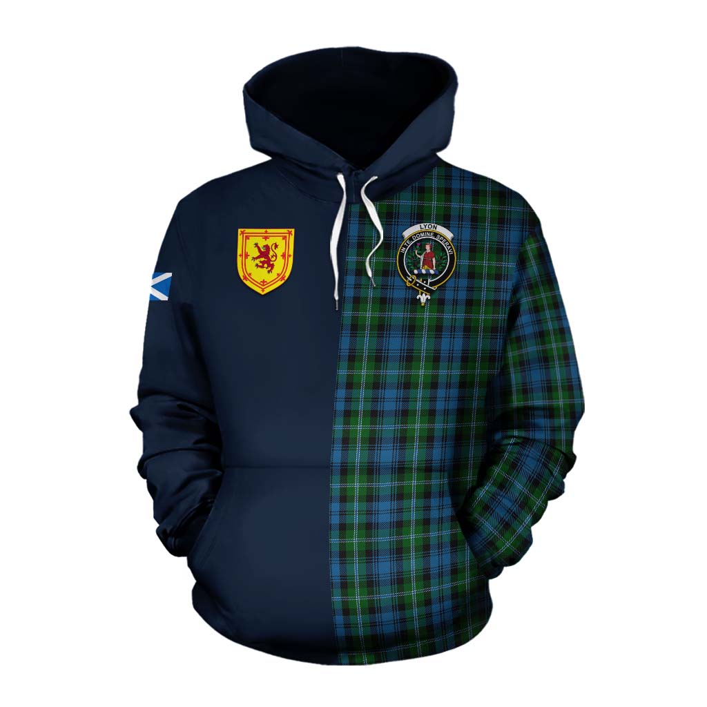 Lyon Tartan Cotton Hoodie Alba with Scottish Lion Royal Arm Half Style Pullover Hoodie XS - Tartan Vibes Clothing
