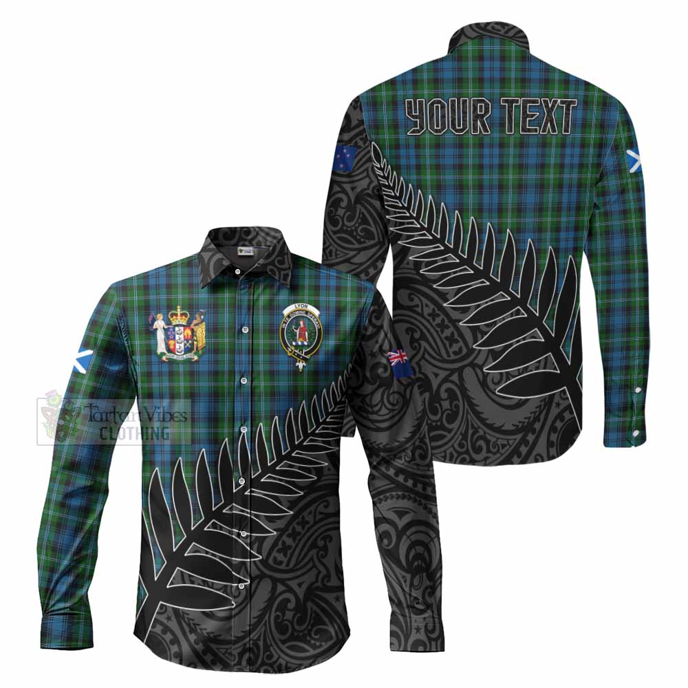Lyon Crest Tartan Long Sleeve Button Shirt with New Zealand Silver Fern Half Style Men's Shirt S - Tartan Vibes Clothing