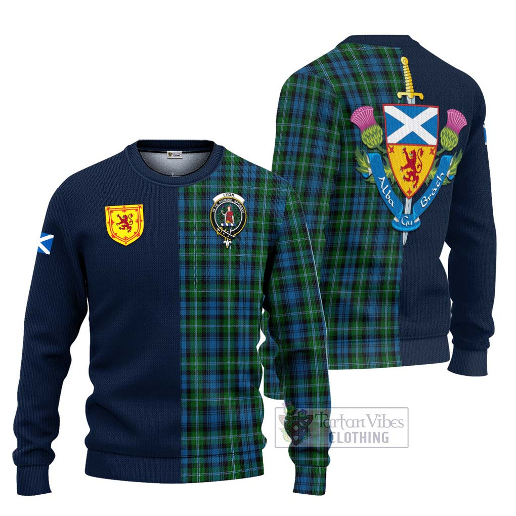 Lyon Tartan Ugly Sweater Alba with Scottish Lion Royal Arm Half Style Unisex - Tartan Vibes Clothing