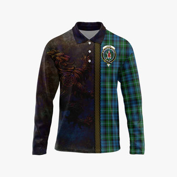 Lyon Tartan Family Crest Long Sleeve Polo Shirt Alba Gu Brath Be Brave Lion Ancient Style Unisex - Tartan Vibes Clothing