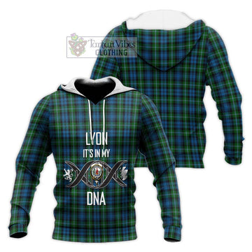 Lyon Tartan Knitted Hoodie with Family Crest DNA In Me Style Unisex Knitted Pullover Hoodie - Tartan Vibes Clothing