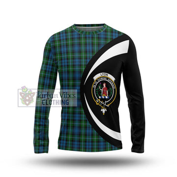 Lyon Tartan Long Sleeve T-Shirt with Family Crest Circle Style Unisex - Tartan Vibes Clothing